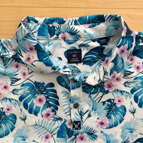 Con.struct Quick Dry Performance Polo Floral Print Bee AOP Golf Vibrant Fun EUC - Picture 2 of 6